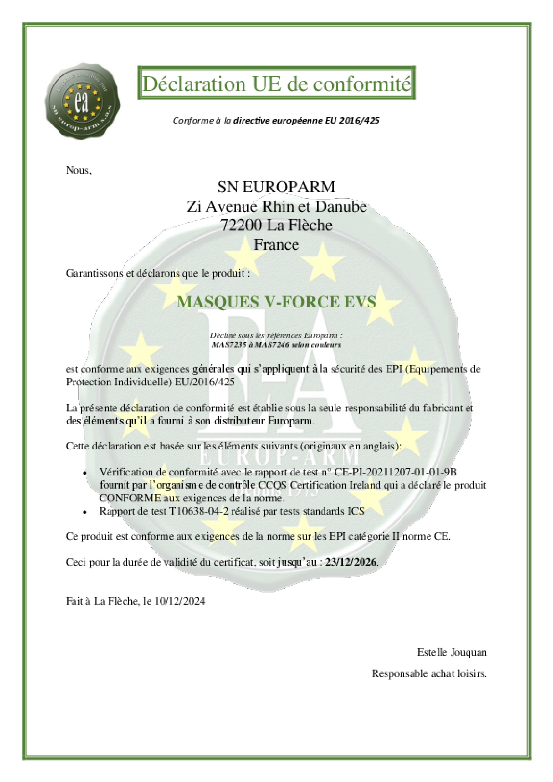 Declaration CE EVS   2026 12 3