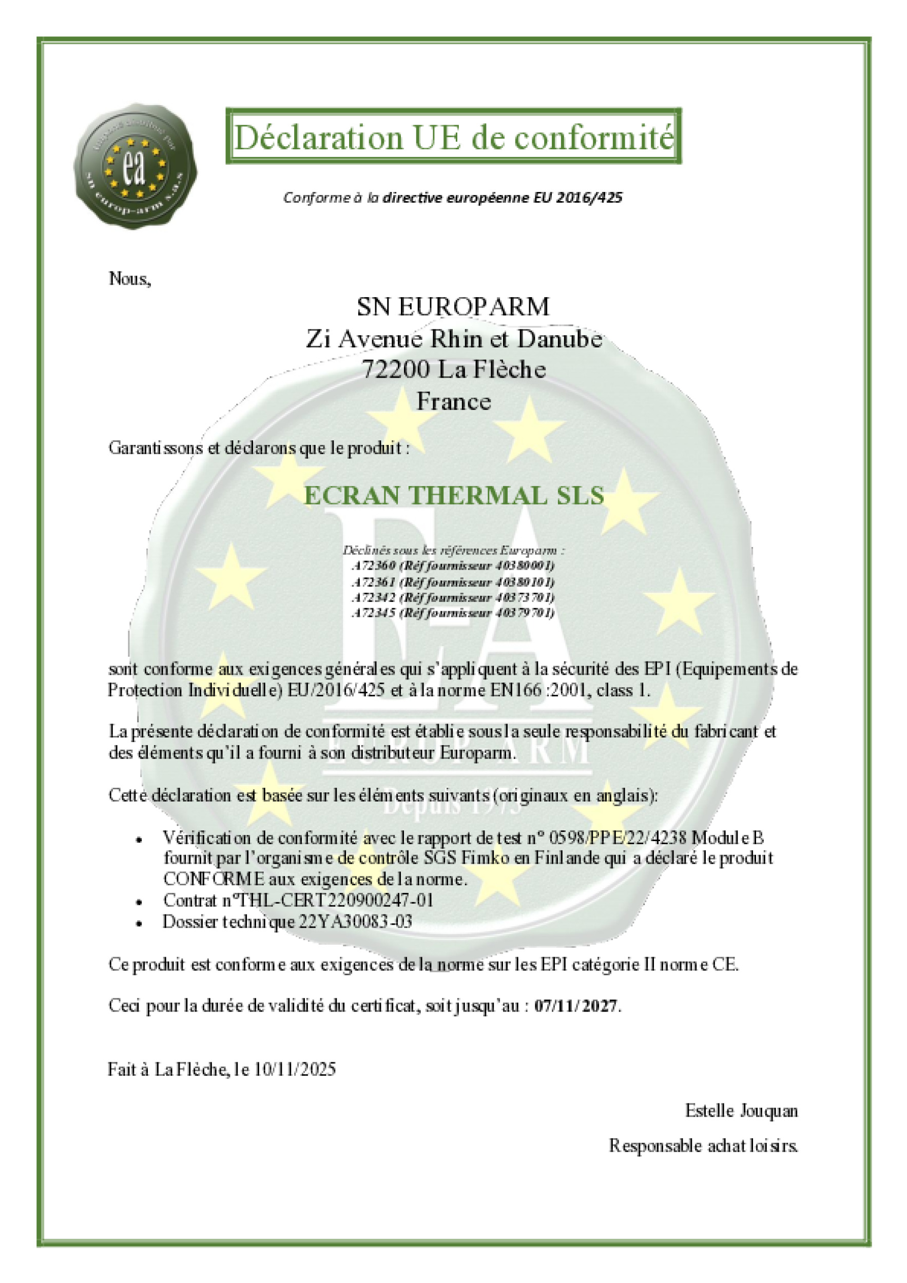 Declaration CE ecran SLS   2027 11