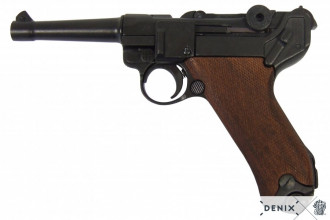 Photo CD10432-01 Denix Luger P08 Parabellum pistol with wooden stock