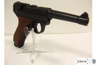Photo CD10432-02 Denix Luger P08 Parabellum pistol with wooden stock