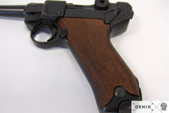 Photo CD10432-03 Denix Luger P08 Parabellum pistol with wooden stock