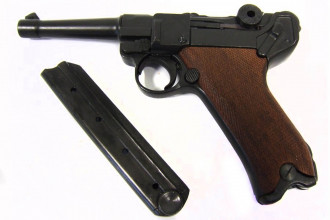 Denix Luger P08 Parabellum pistol with wooden stock
