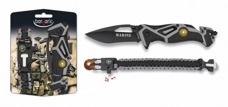 Couteau pliant FOS MARINE + bracelet de survie ...