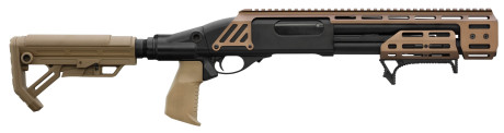 Photo LG3047T-03.jpg AT 8905 DOOMSDAY Tan Golden Eagle Pump Action Shotgun Replica