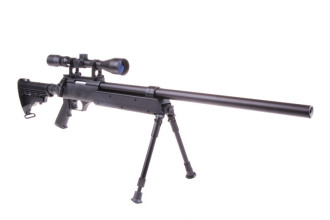 Photo LR1098-06.jpg Réplique sniper airsoft WELL MB06 SR-2 à ressort noire avec lunette et bipied