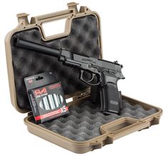PCK120595-3-Pack BERSA CO2 + malette tan + 5 cartouches de CO2 + silencieux Photo PCK120595-3-Pack BERSA CO2 + malette tan + 5 cartouches de CO2 + silencieux
