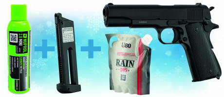 Pack de Noel 1911 GBB KJ Works + Gaz + billes + ...