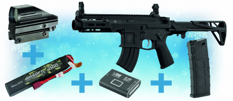 Photo PCKNOEL11.jpg Pack de Noel réplique M923A AEG double eagle + chargeur + red dot + batterie Lipo + chargeur de batterie