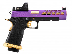 PG9003-06 Pistolet Airsoft GBB Stryk Hi-Capa 5.1 Violet et Or Lancer Tactical avec RMR Photo PG9003-06 Pistolet Airsoft GBB Stryk Hi-Capa 5.1 Violet et Or Lancer Tactical avec RMR
