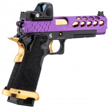 Photo PG9003-10 Pistolet Airsoft GBB Stryk Hi-Capa 5.1 Violet et Or Lancer Tactical avec RMR