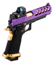 PG9003-11 Pistolet Airsoft GBB Stryk Hi-Capa 5.1 Violet et Or Lancer Tactical avec RMR Photo PG9003-11 Pistolet Airsoft GBB Stryk Hi-Capa 5.1 Violet et Or Lancer Tactical avec RMR