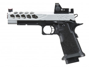 Photo PG9003S-1 GBB Stryk Hi-Capa 5.1 Silver Lancer Tactical Airsoft Pistol with RMR