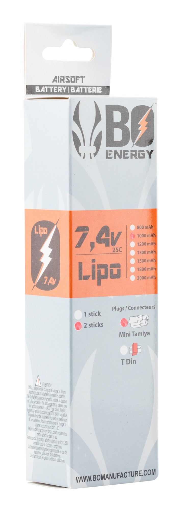 Batterie Lipo 2S 7,4V 1000mAh - 25C - Dean - LP009FD