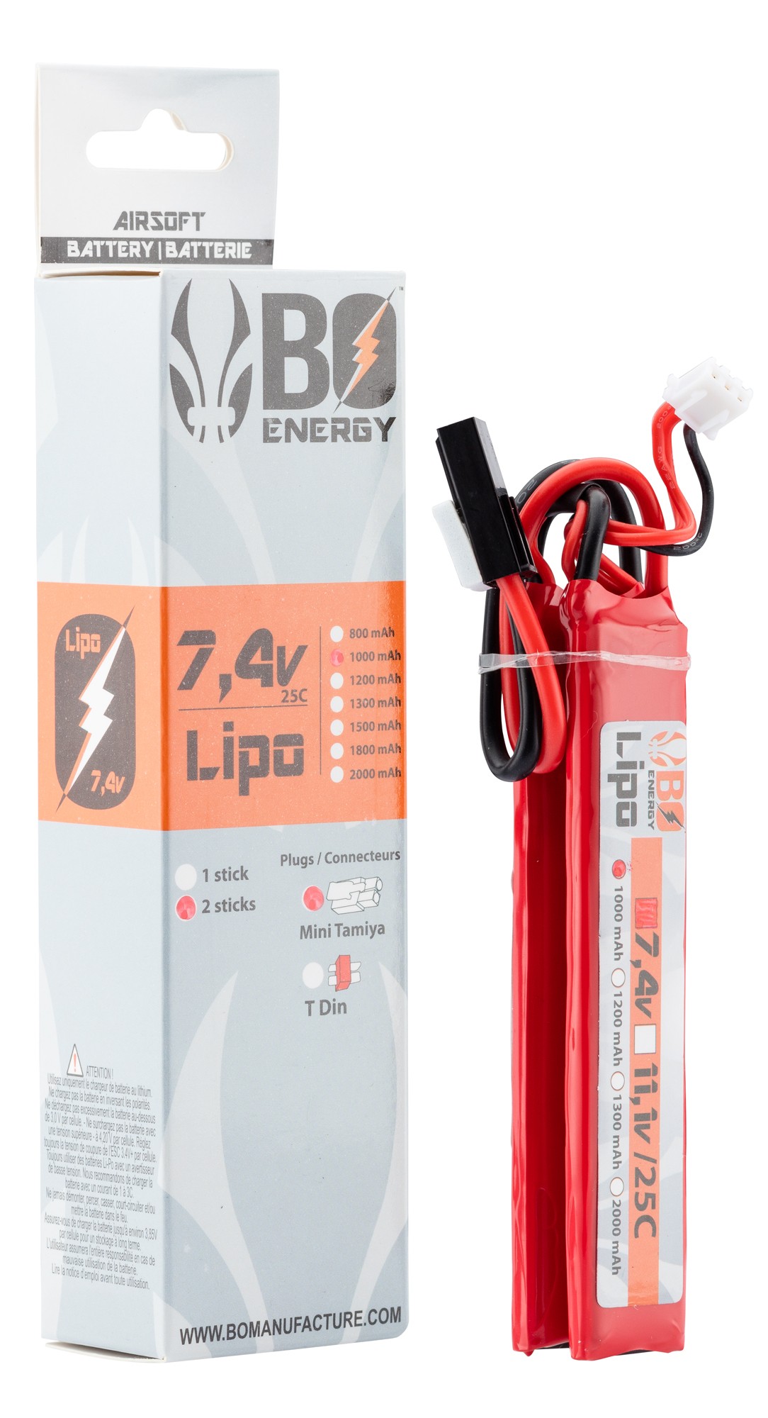 Batteria LiPo 2S 1300mAh 25C 7.4V Con Connettori Mini Tamiya E JST XH Per Modellismo RC