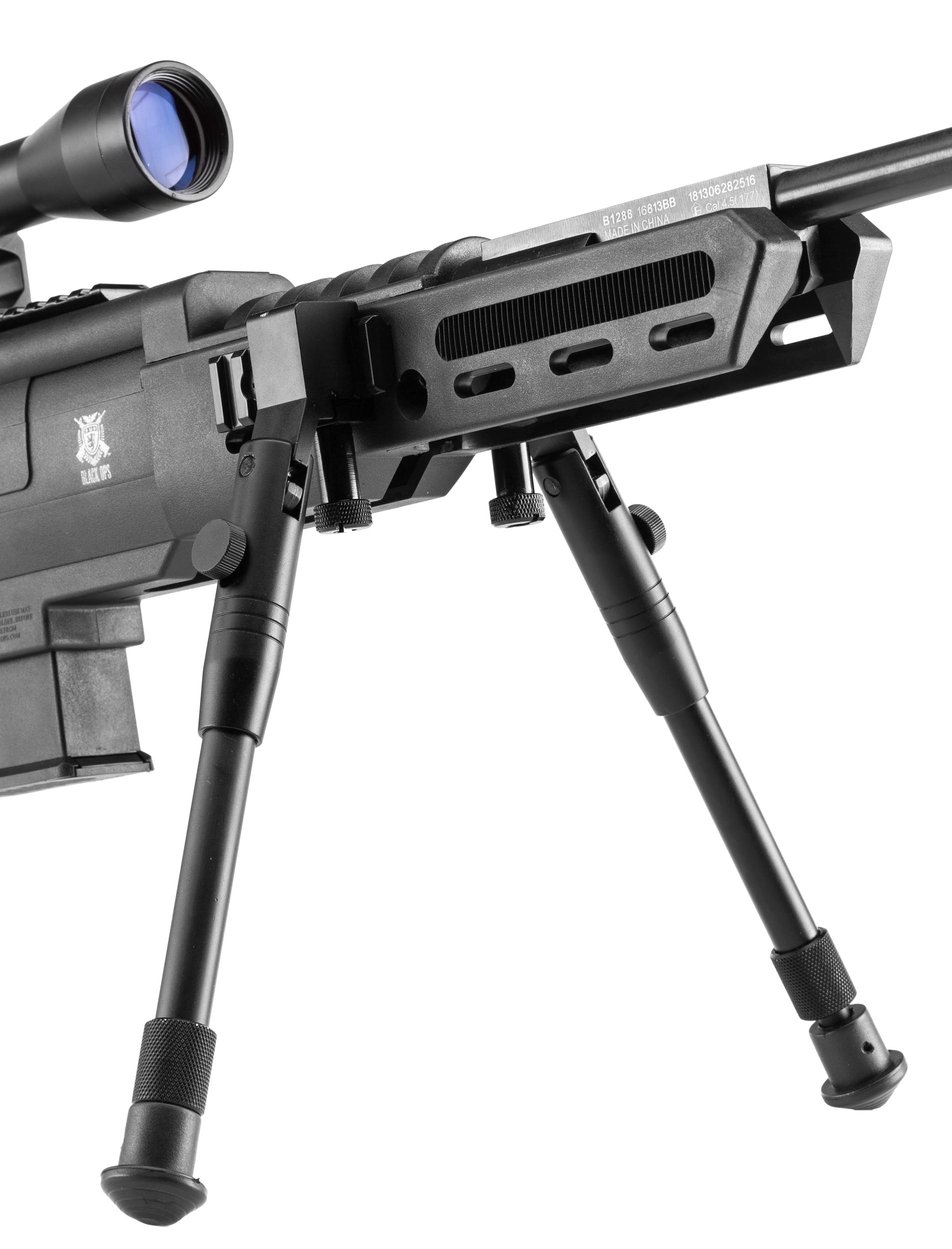CA38023-4 Carabine à air comprimé Black Ops type sniper cal. 4,5 mm 10J