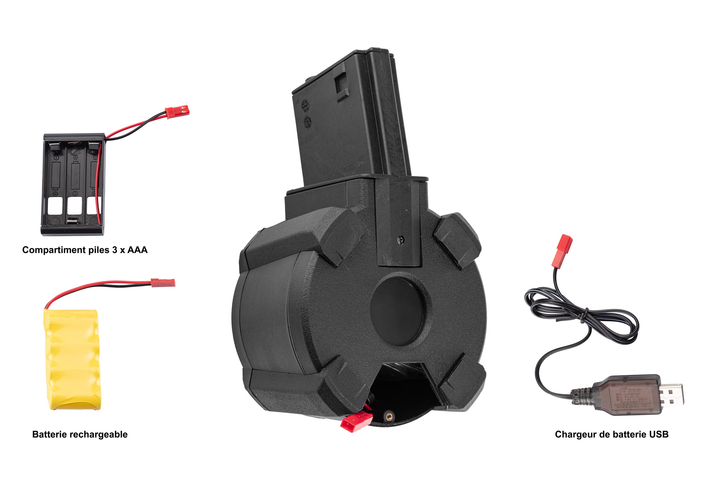 Chargeur drum Airsoft M4/M16 1200 coups électrique