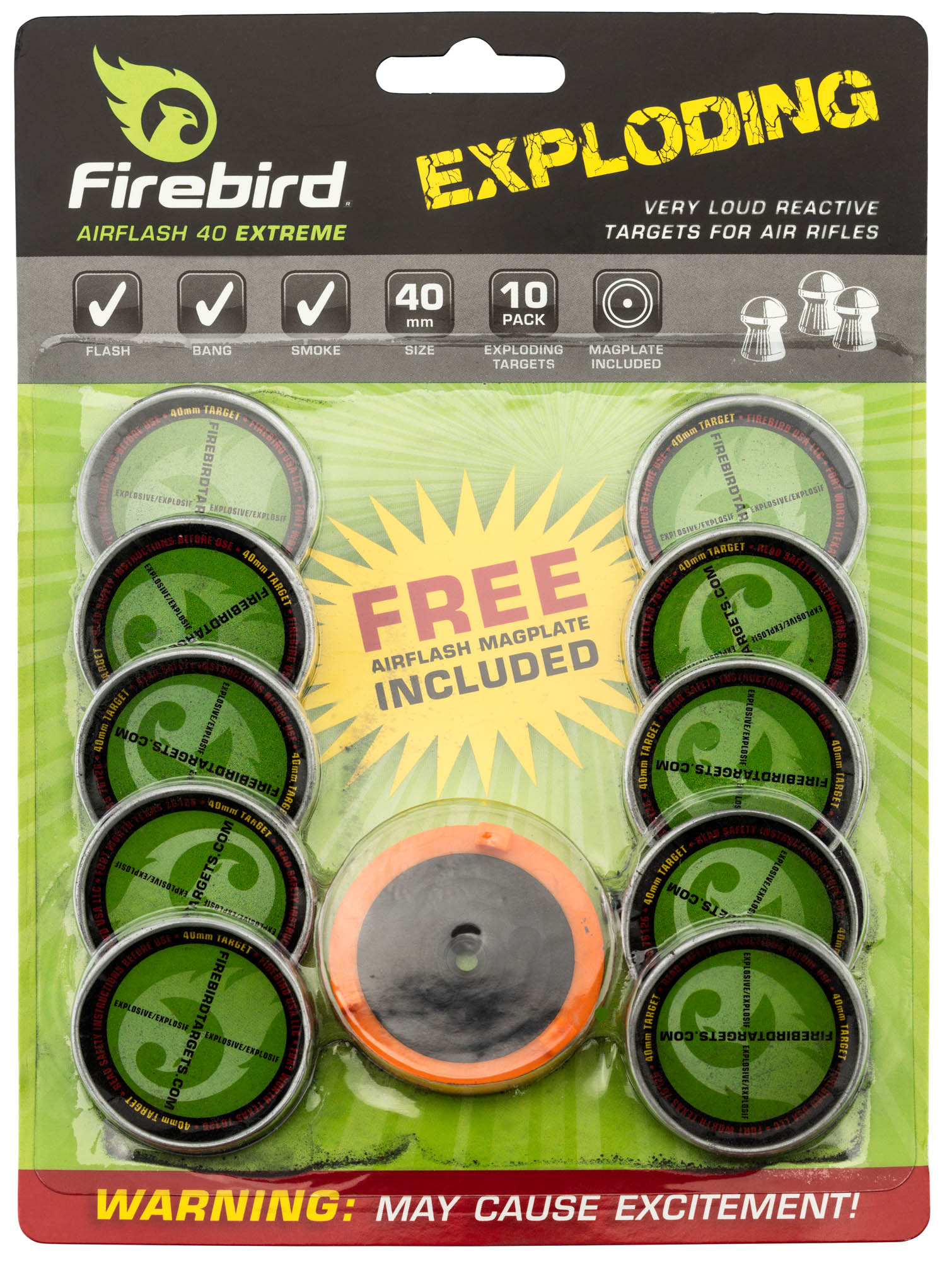 Air Flash 40mm Airgun Shooting Firebird Reactive Exploding Targets